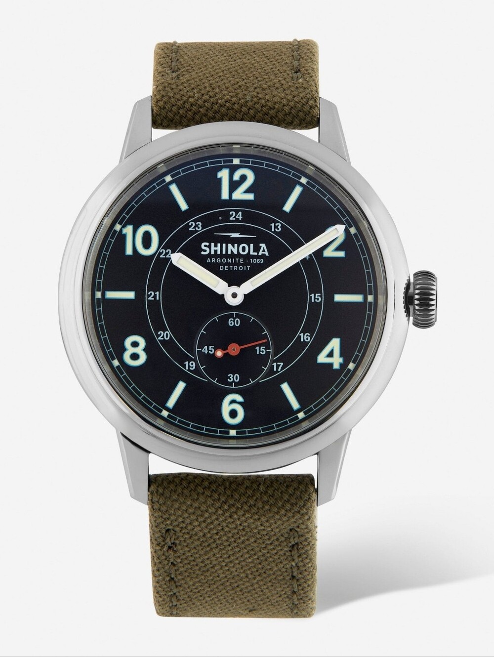 Shinola 42mm Traveler Watch Canvas Strap